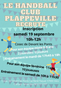 Inscription Handball Club Plappeville